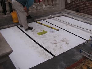 Geofoam was used beneath the concrete topping coat to reduce the load